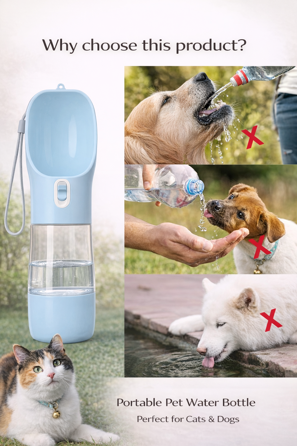 Portable Pet Water Bottle 🐾 | Leakproof Travel Dispenser for Dogs & Cats